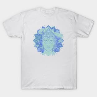 Buddha Face - Blue Mandala T-Shirt